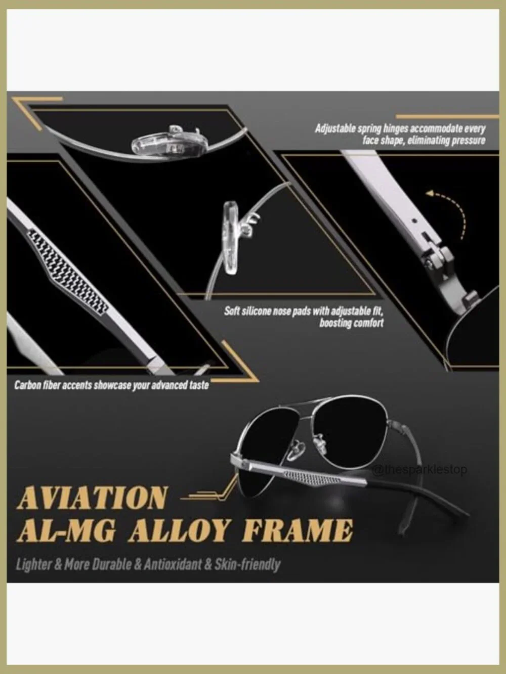 Premium Al-Mg Alloy Pilot Polarized Sunglasses UV400 Mirrored Spring Hinges